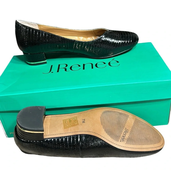 J.Renee shoes,women NEW!black patent lizard print BAMBALINA  classy ,1” heel - Picture 16 of 16